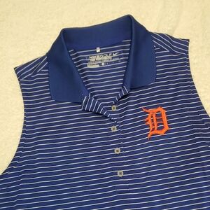 Nike Womens Blue and White Striped Polo | Detroit Tigers | Size SMALL